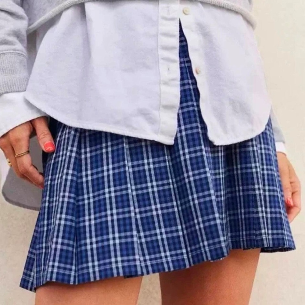 Aerie school girl blue pleated mini skirt size medium